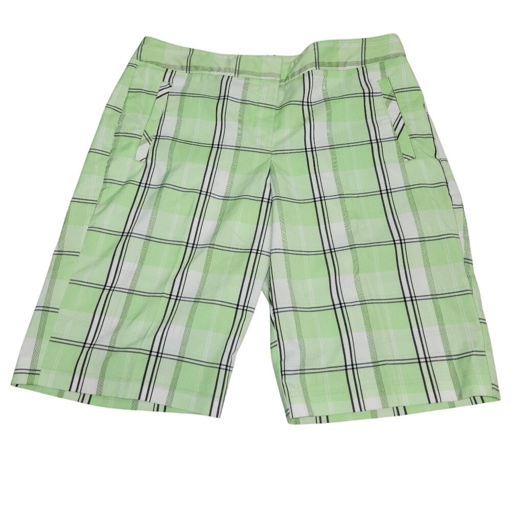 Izod Performx Size 8 Cool-FX Mens Green Plaid Stretch Shorts 4066